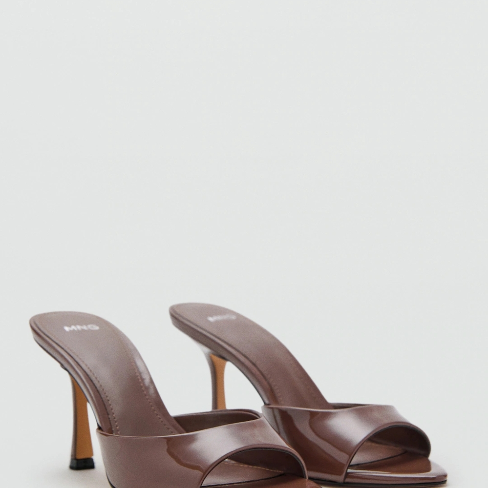 Mango Brown Sculptural Heeled Mules
